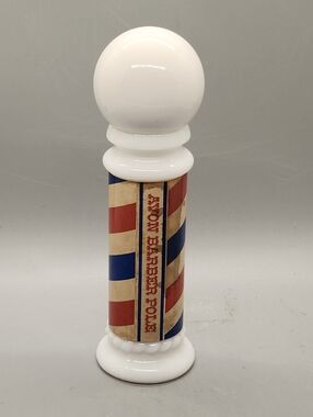 Avon Barber Pole Decorative Table Accent - White with Red & Blue Stripes